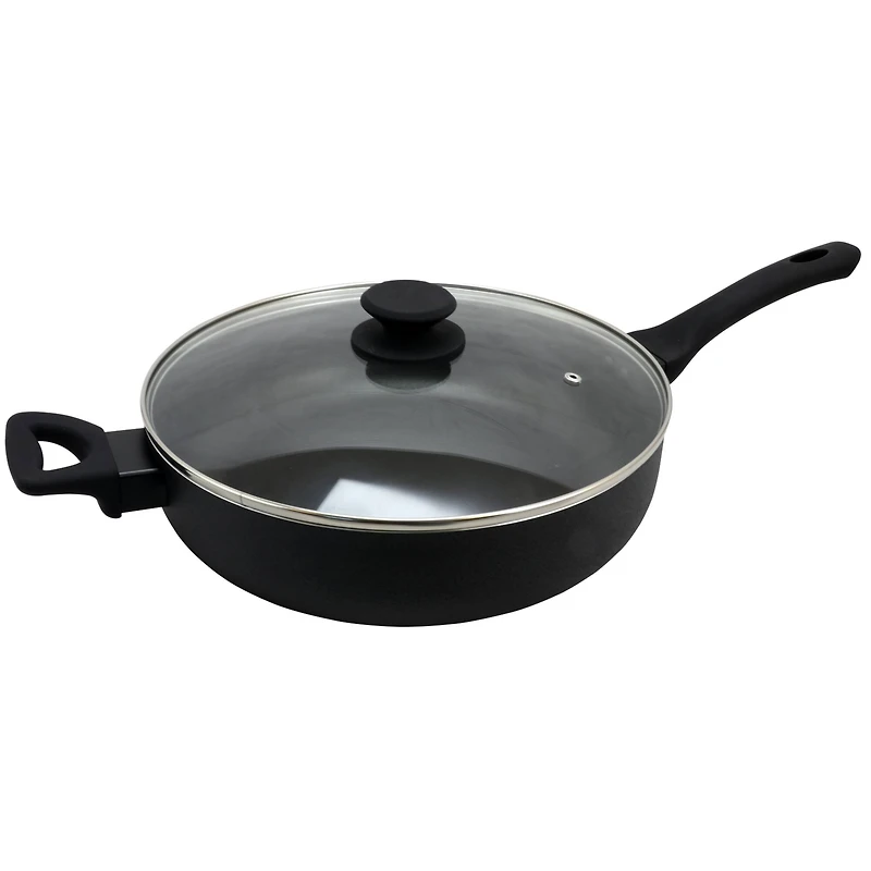 Oster Ashford 5qt. Black Aluminum Sauté Pan With Tempered Glass Lid