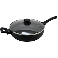Oster Ashford 5qt. Black Aluminum Sauté Pan With Tempered Glass Lid
