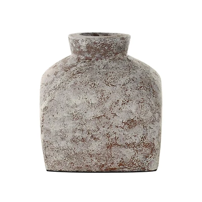 9.75" Brown Ceramic Antique Style Textured Square Vase
