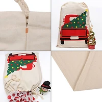 Personality Case™ 19" x 26" Red Truck Tree Cotton Christmas Drawstring Bag
