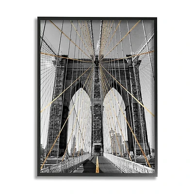 Stupell Industries Brooklyn Bridge Geometric Cable Architecture Design Urban Photography Framed Wall Art