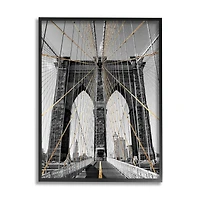 Stupell Industries Brooklyn Bridge Geometric Cable Architecture Design Urban Photography Framed Wall Art