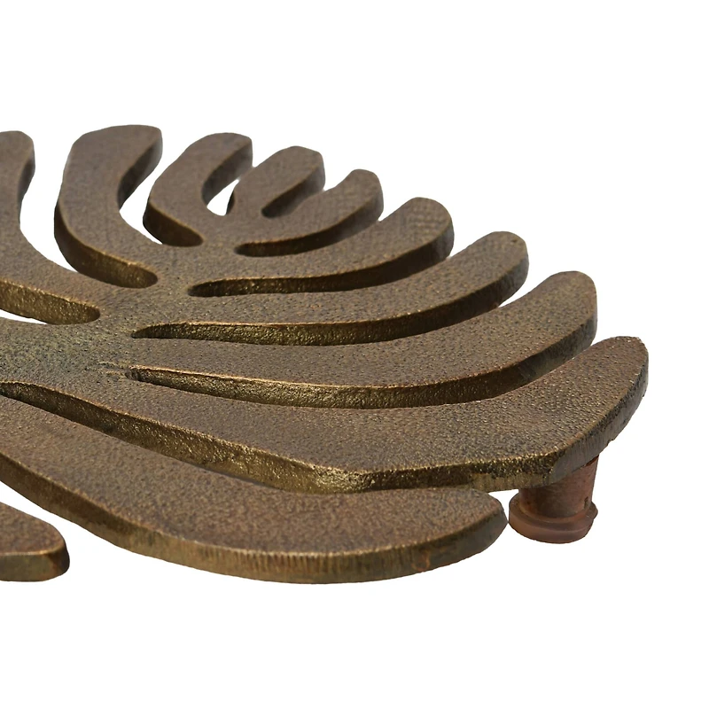 Hello Honey® 7" Brass Finish Cast Aluminum Leaf Trivet