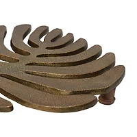 Hello Honey® 7" Brass Finish Cast Aluminum Leaf Trivet