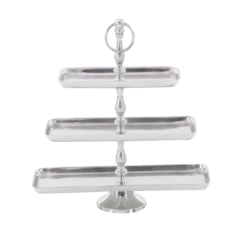 The Novogratz 19" Silver Aluminum 3-Tier Tray Stand