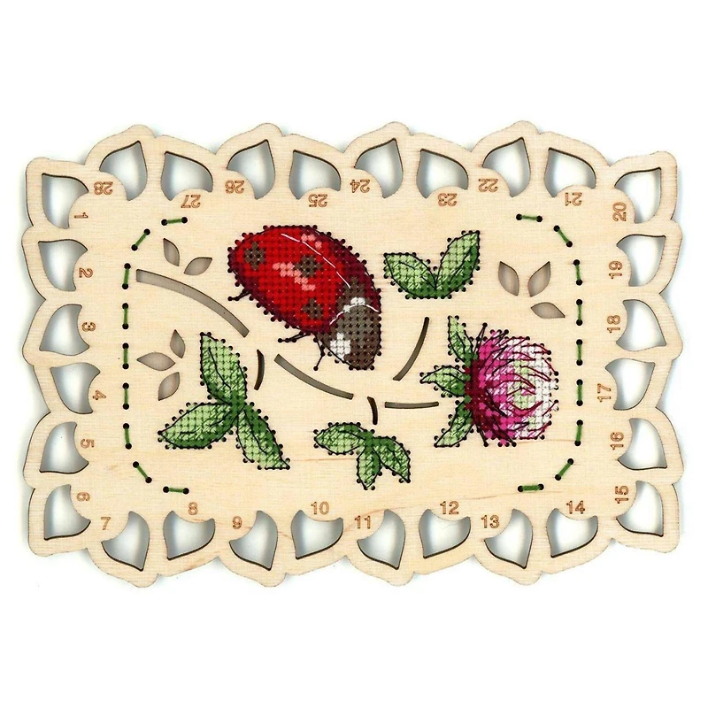 MP Studia Organizer Ladybug Cross Stitch On Wood Kit
