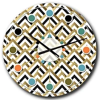 Designart 'Gold Black And White Triangle Mid-Century Modern Wall Clock