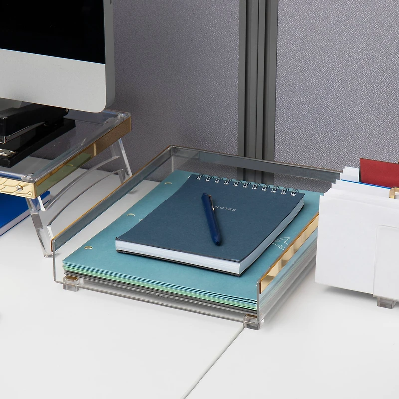 Mind Reader Cosmopolitan Collection Gold Paper Tray