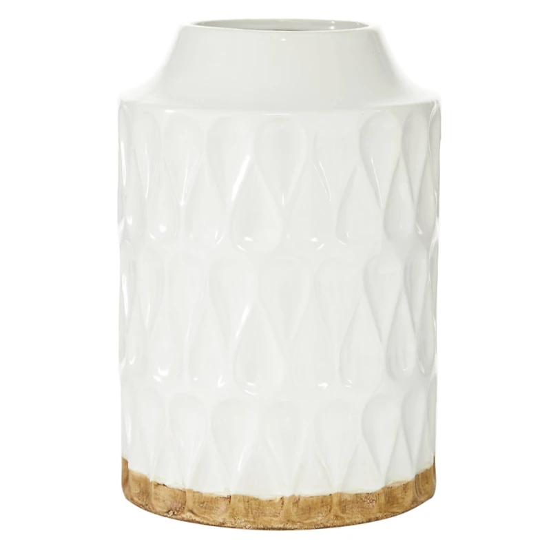 White Porcelain Contemporary Vase, 8" x 12"