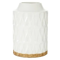 White Porcelain Contemporary Vase, 8" x 12"