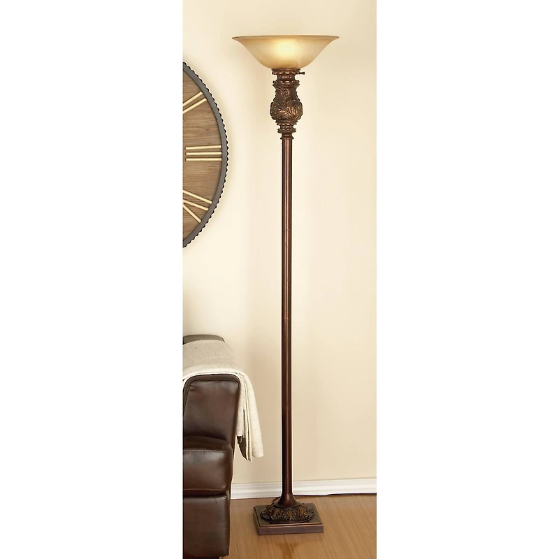 Brown Metal Traditional Floor Lamp, 70" x 15" x 15"