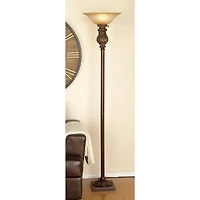 Brown Metal Traditional Floor Lamp, 70" x 15" x 15"