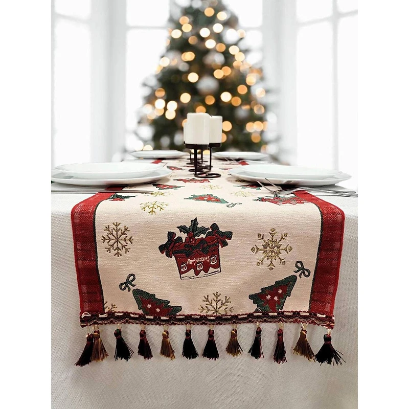Wizardi 13.75" x 71" Festive Christmas Presents Table Runner