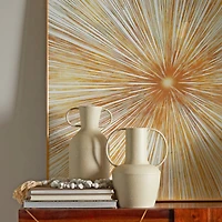 Beige Metal Vase with Handles Set of 2 7", 9"