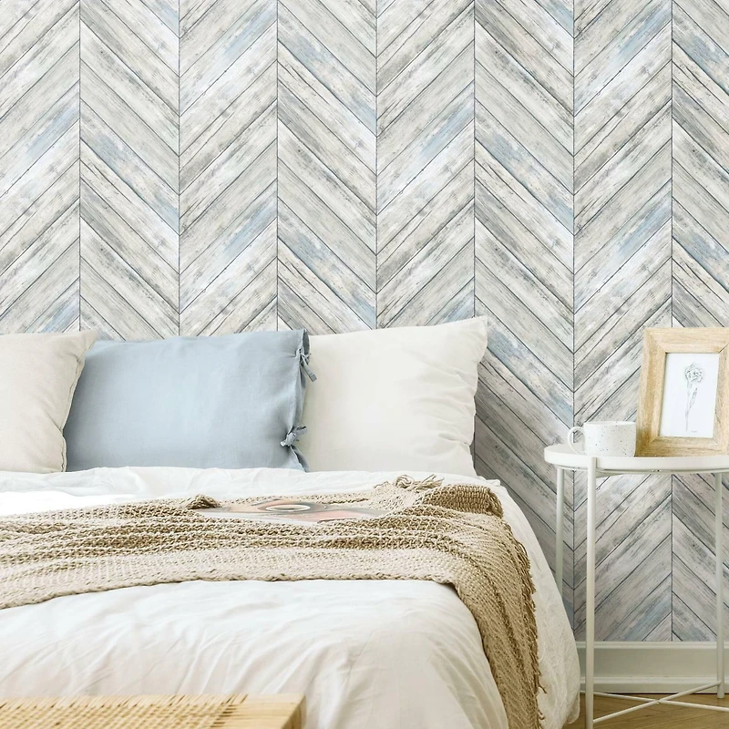 RoomMates Herringbone Wood Boards Peel & Stick Wallpaper
