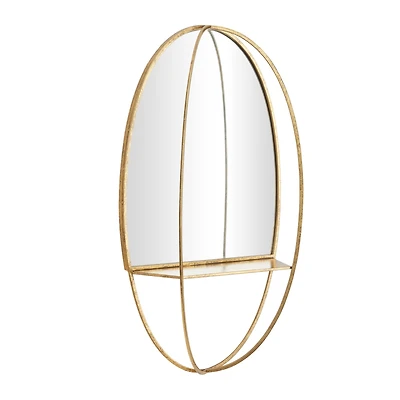 Gold Metal Glam Wall Mirror 35" x 20" x 7"