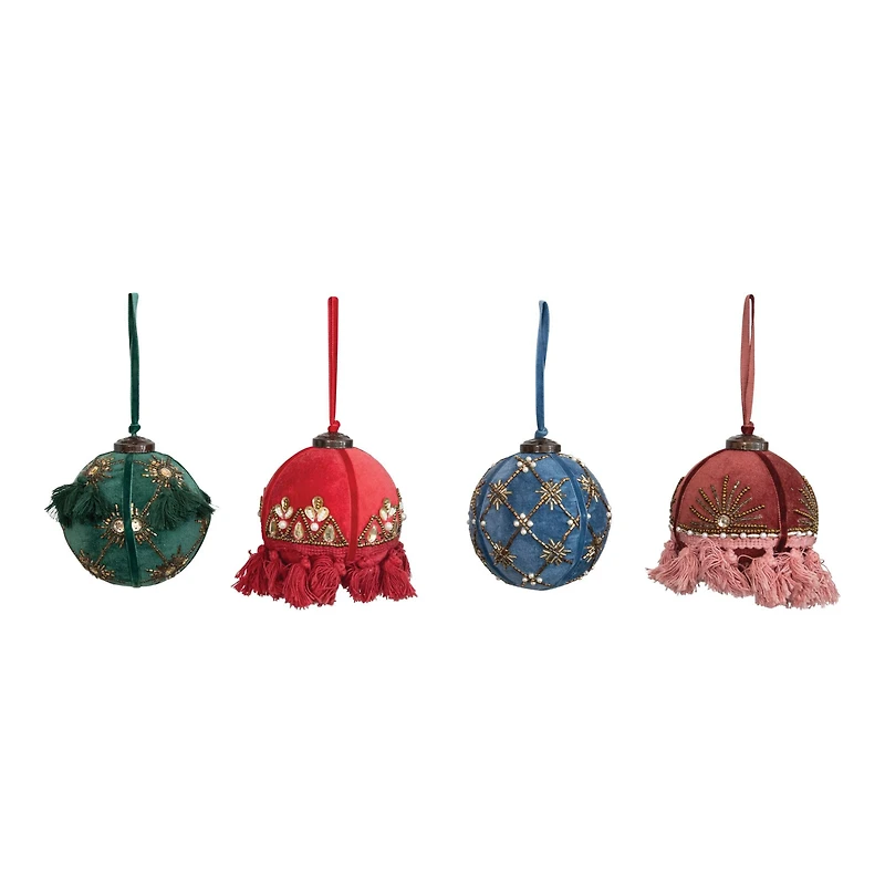 Hello Honey® 3.5" Round Cotton Velvet Ball Ornaments Set