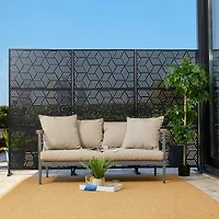 Glitzhome® 6ft. Black Galvanized Steel Geometric Room Divider