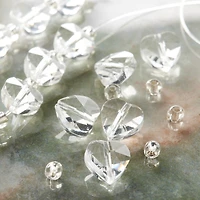 Clear Faceted Glass Heart Beads by Bead Landing™, 10mm