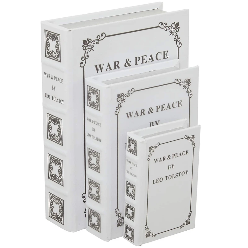 Off White Faux Leather Faux Book Box Set