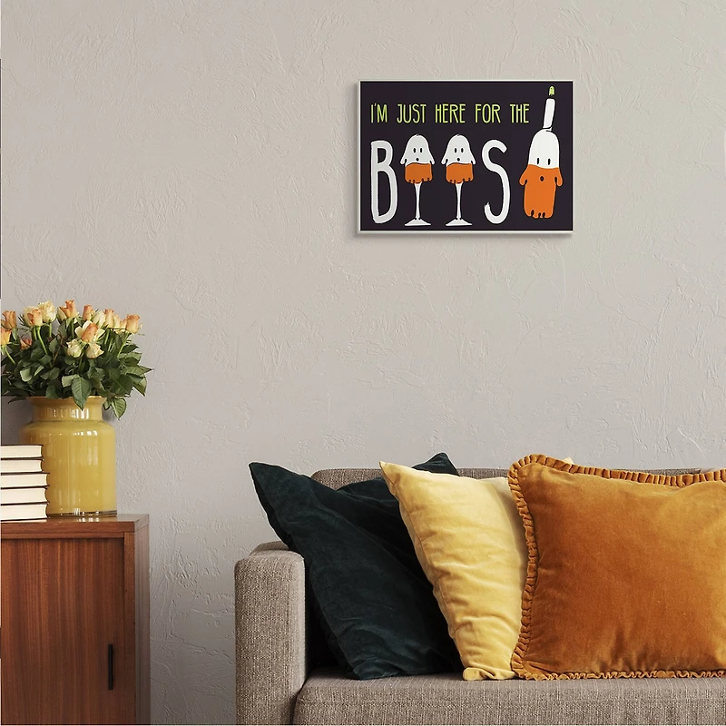 Stupell Industries Here for the Boos Phrase Halloween Ghost Pun Wood Wall Plaque