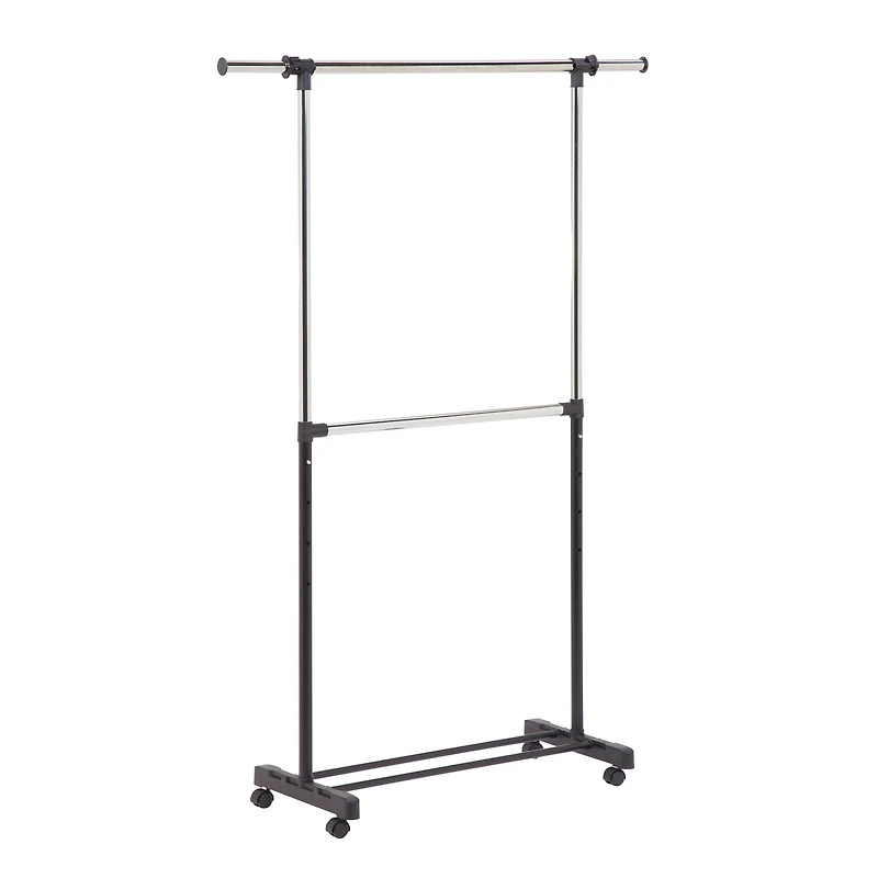 Honey Can Do Adjustable Rolling Metal Double Clothes Rack