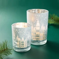Glitzhome® Christmas Building Glass Candle Holder Set