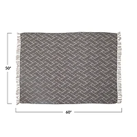 Hello Honey® 60" Recycled Cotton Blend Woven Throw Blanket With Herringbone Weave & Fringe Edge