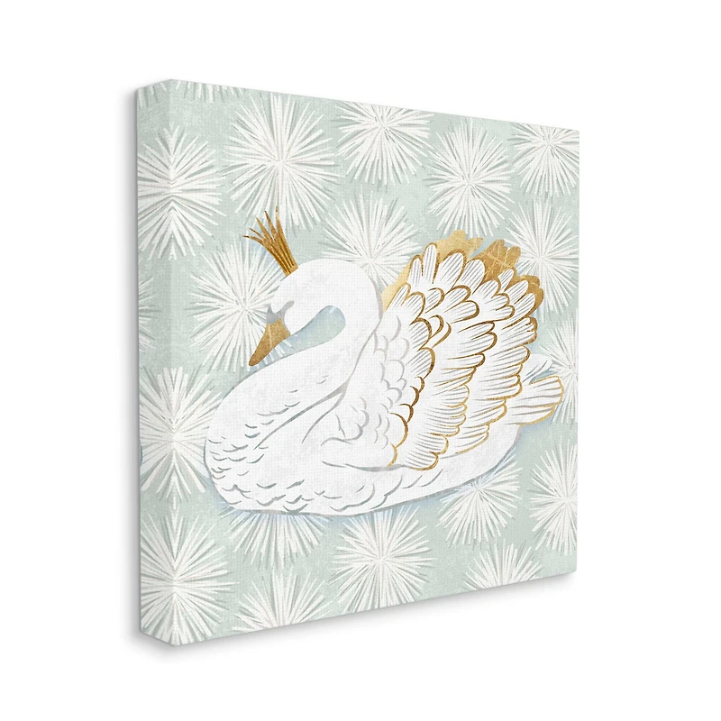 Stupell Industries Winter Holiday Swan Pattern Canvas Wall Art