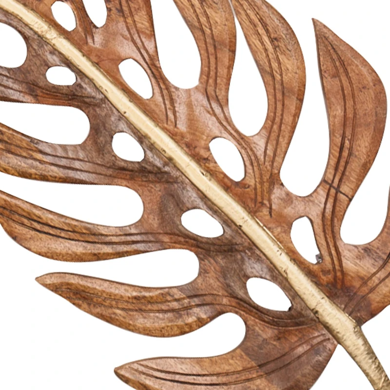 Brown Mango Wood Coastal Leaf Wall Décor Set