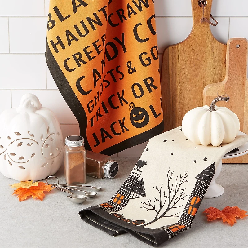 DII® Haunted Hollow Printed Dishtowels Set
