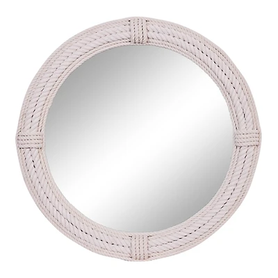 36" White Coastal Rope Wall Mirror