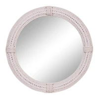 36" White Coastal Rope Wall Mirror