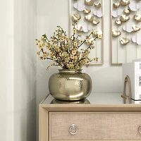 8" Gold Aluminum Brushed Vase with Hammered Top