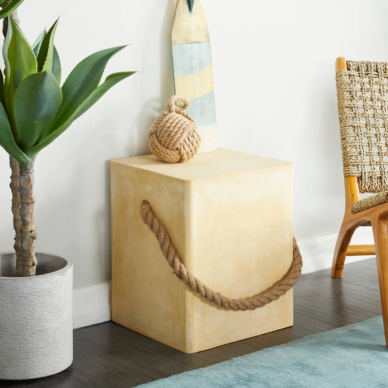 Yellow Contemporary Outdoor Accent Table, 15" x 15" x 18"