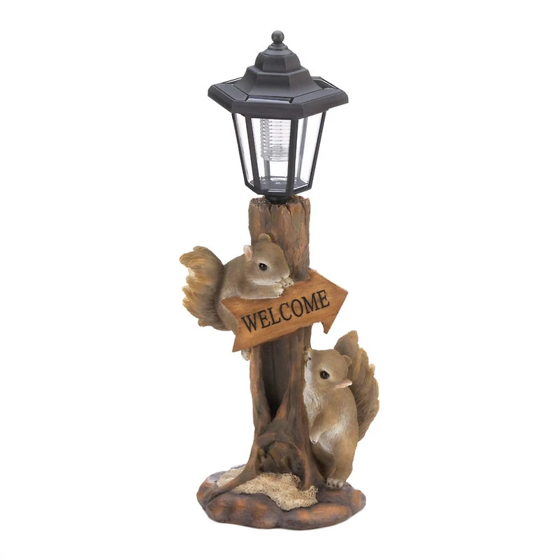 10" Friendly Squirrels Solar Figurine