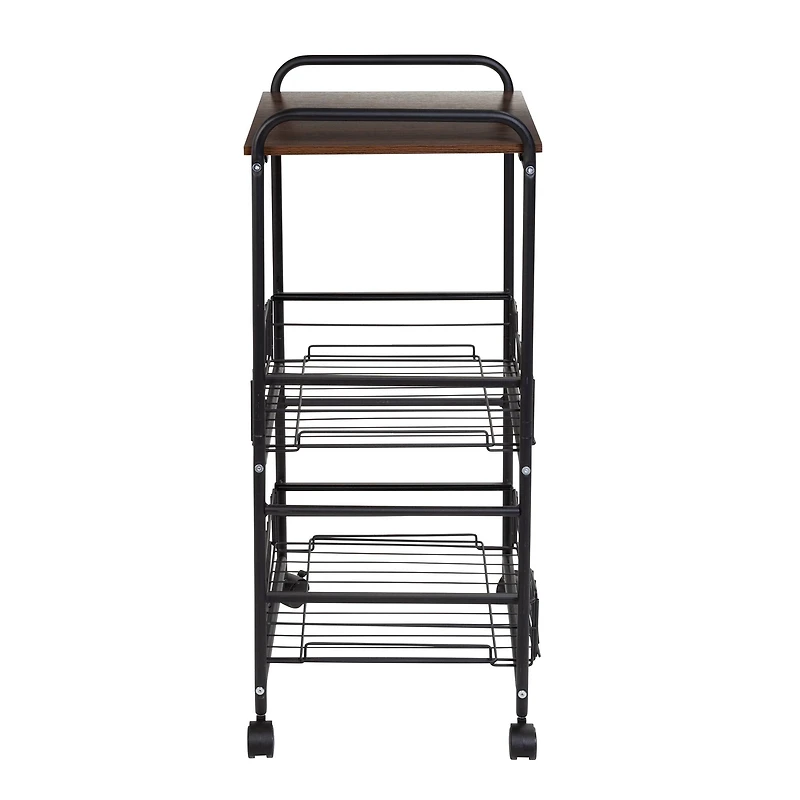 Honey Can Do Black & Natural 3-Tier Slim Rolling Cart
