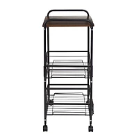 Honey Can Do Black & Natural 3-Tier Slim Rolling Cart