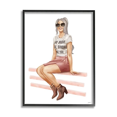 Stupell Industries Be You Inspirational Female Fashionista Black Framed Wall Art