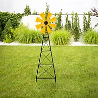 Glitzhome® 3.5ft Yellow Metal Wind Spinner Yard Stake