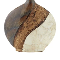 Brown Ceramic Traditional Vase, 14" x 11" x 3"