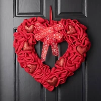 Glitzhome® 19.25" Fabric Valentine's Heart Wreath