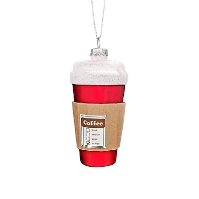 Wizardi 11.81" Coffee Cup Christmas Glass Ornament