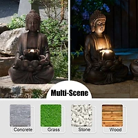 Glitzhome® 23.25" Zen-Style Meditating Buddha Statue Outdoor Fountain with LED Light