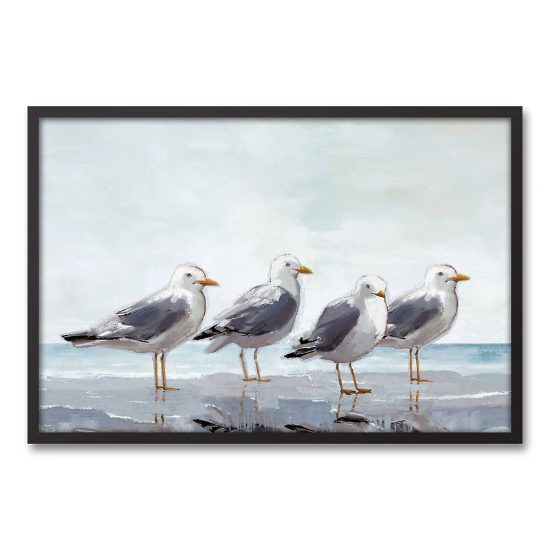 Gloomy Seagulls 24" x 36" Black Framed Canvas
