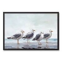 Gloomy Seagulls 24" x 36" Black Framed Canvas
