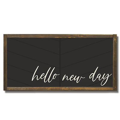 Hello New Day Framed Wood Plaque