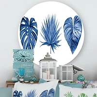 Designart - Classic Blue Tropical Leaves