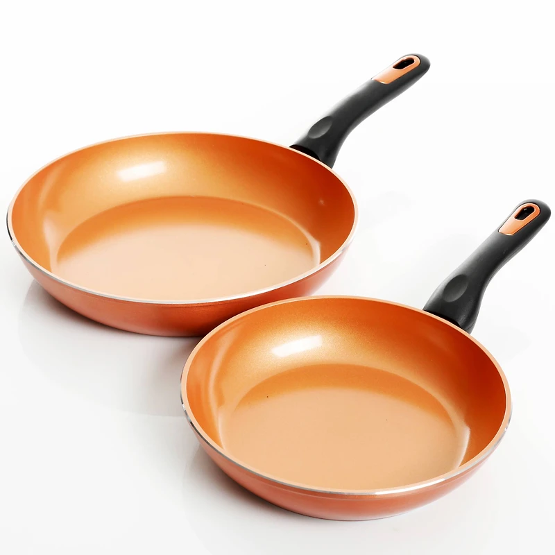 Gibson Home® Hummington 2-Piece Metallic Copper Aluminum Frying Pan Set