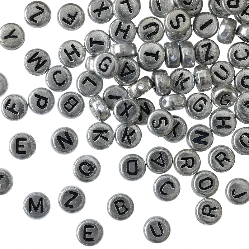 12 Packs: 78 ct. (936 total) Silver Round Alpha Beads, 3.8mm by Bead Landing™